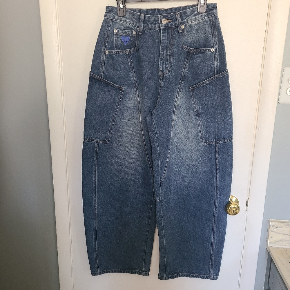 Aelfric Eden UNISEX Y2K-inspired Hip-Hop Bold Wide Leg Relaxed Style Jeans Sz 30 - Picture 12 of 12